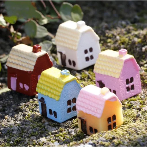 Combo 5 nhà nhỏ ống khói - phụ kiện decor sen đá xương rồng terarium bánh kem