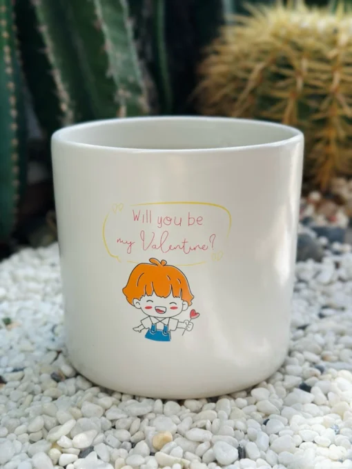 Chậu trồng sen đá xương rồng - Chậu trồng cây cảnh để bàn 13x13cm men sứ Bát Tràng